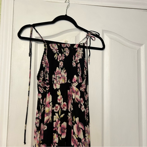 Free People Garden Party Maxi Dress Black Pink Floral xs - Picture 7 of 13